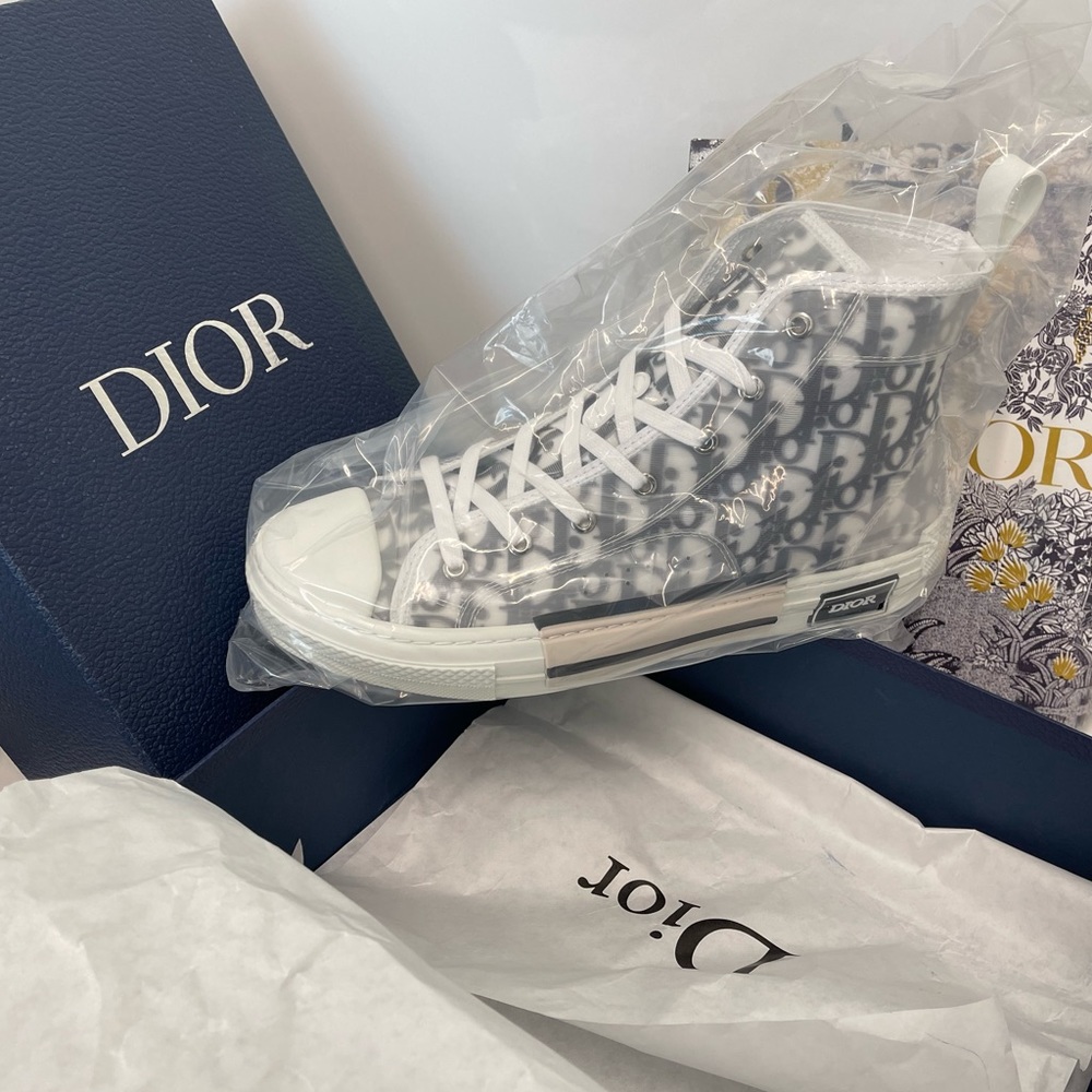DIOR HOMME:B23 HIGH-TOP in White and Black size 45 - Picture 7 of 14